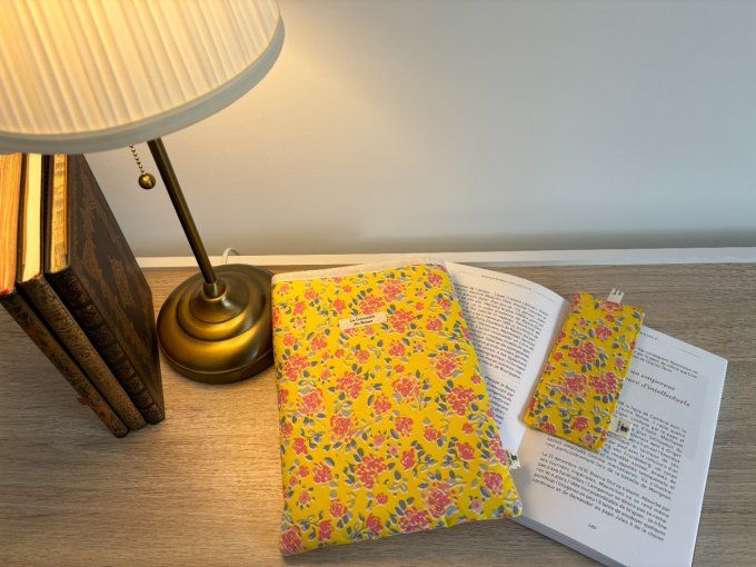 Housse Livre/Bujo Elisabeth - Lilas jaune