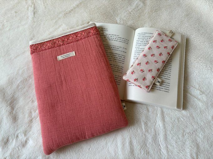 Housse Livre/Bujo Elisabeth - Corail/ Bouquet de Roses