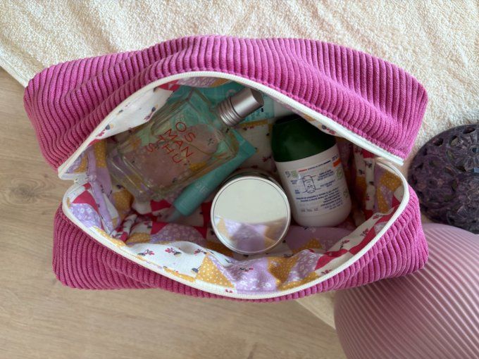 Trousse de toilette Eugénie - Douceur rose/ Patchwork 