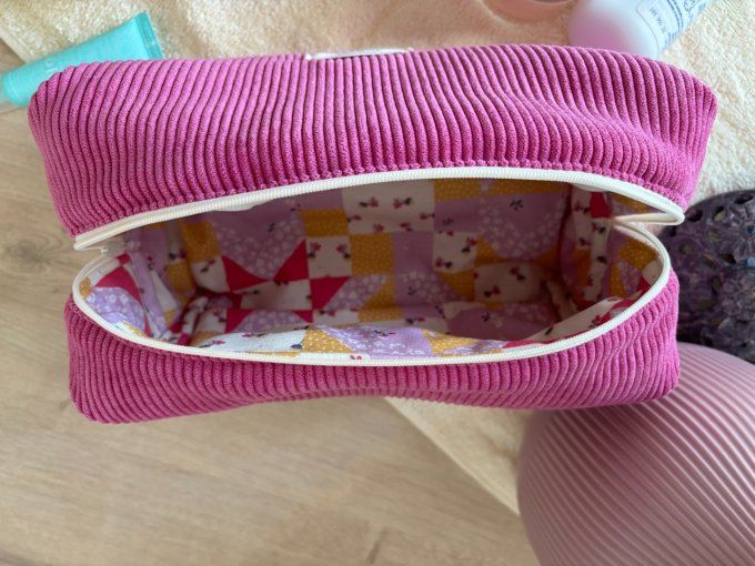 Trousse de toilette Eugénie - Douceur rose/ Patchwork 