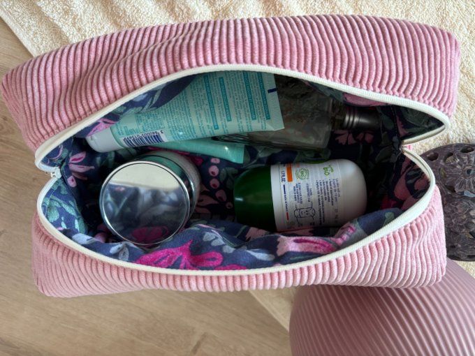 Trousse de toilette Eugénie - Douceur rose poudre/ Glycine 