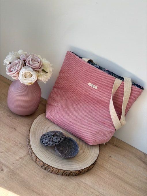 Tote bag Aliénor - Douceur rose poudre/ Glycine