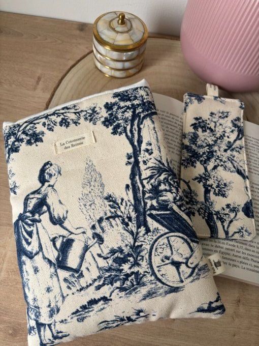 Housse Livre BROCHE - BULLET JOURNAL Elisabeth - Toile de Jouy - Différentes variétés au choix