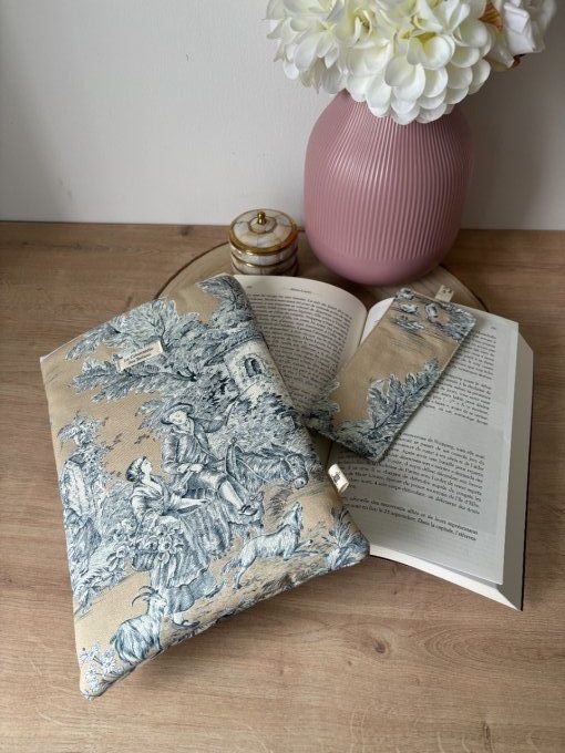 Housse Livre BROCHE - BULLET JOURNAL Elisabeth - Toile de Jouy - Différentes variétés au choix