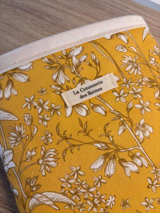 Housse Livre Hortense - format Poche - Fleurs d'or 