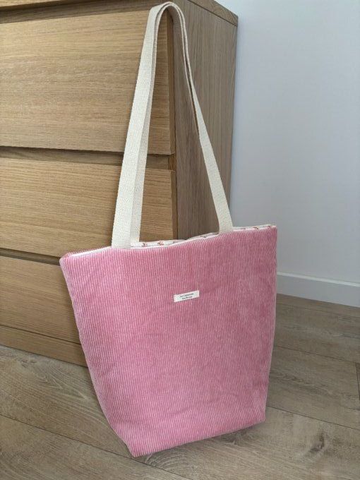 Tote bag Aliénor - Douceur rose poudre/ Bouquet de roses