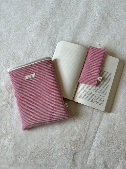 Housse Livre/Bujo Elisabeth - Douceur rose poudre/ Glycine