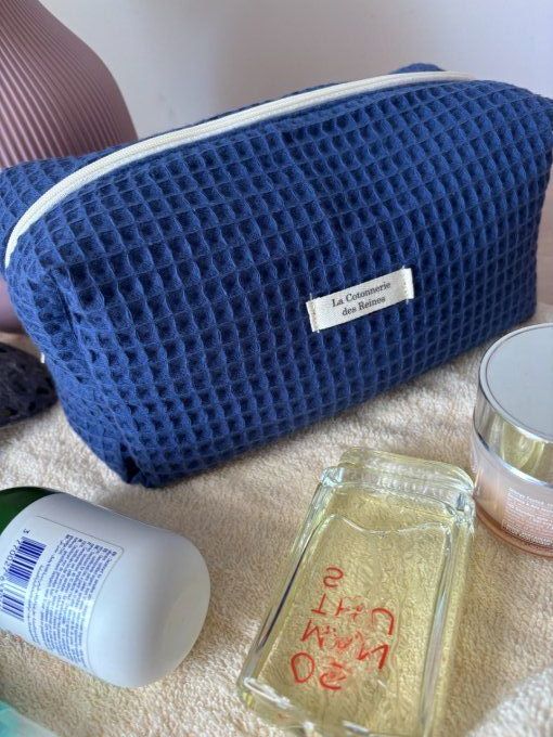 Trousse de toilette Eugénie - Nid d'abeille marine/Croisière